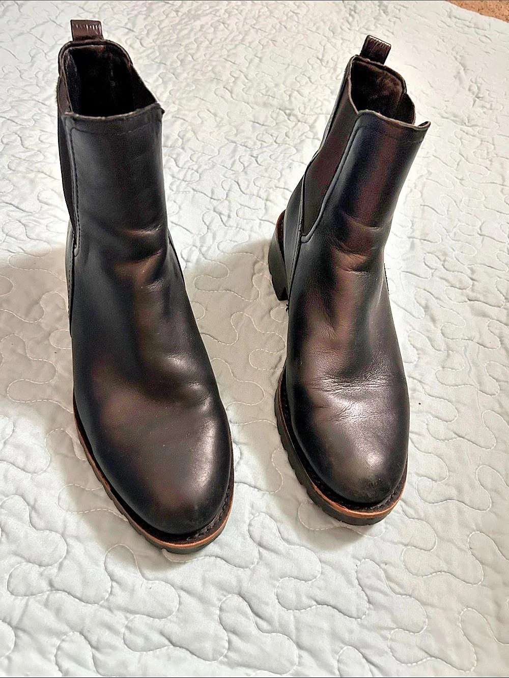 Sam Edelman Jaclyn Leather Chelsea Ankle Boots Black US 8.5M